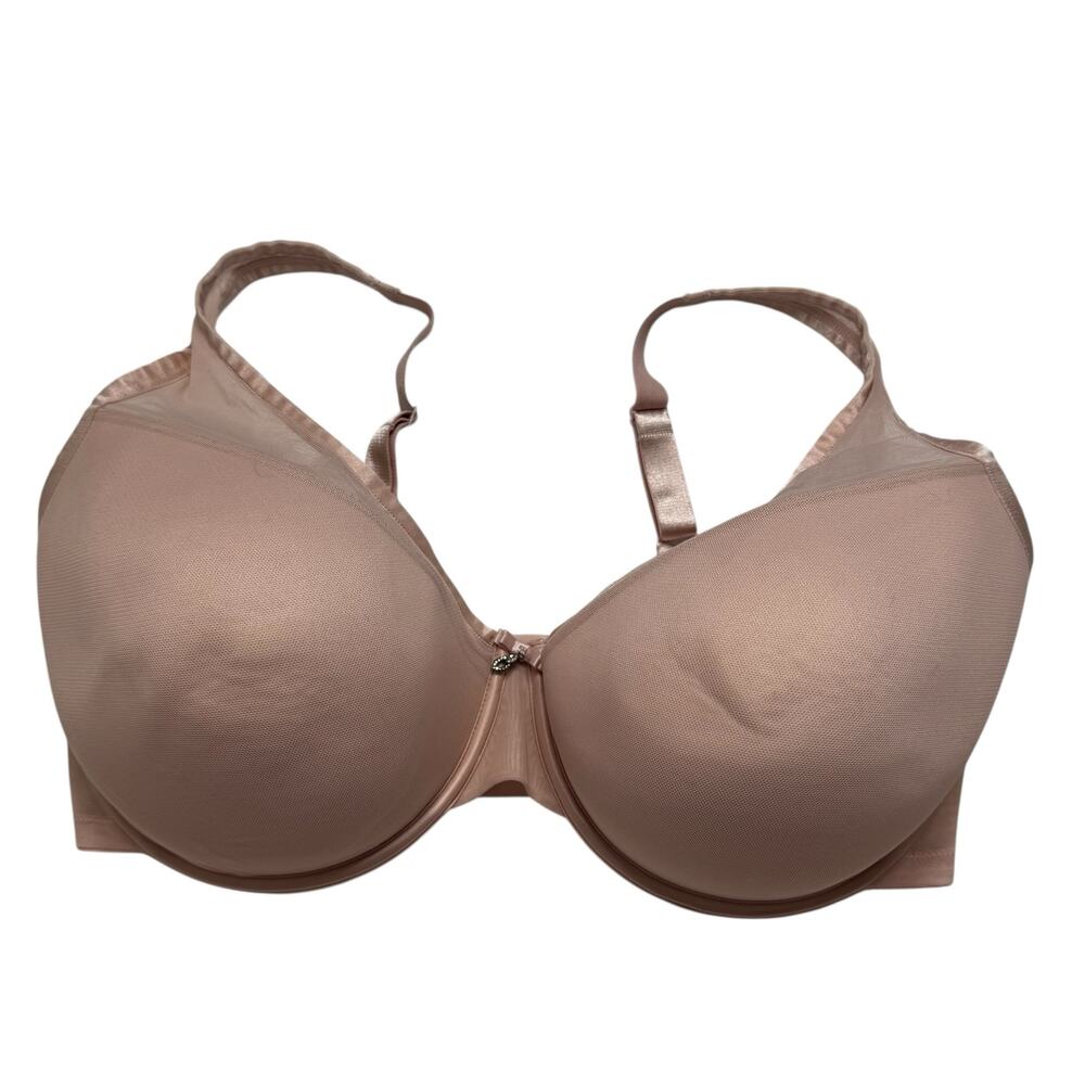 CURVY COUTURE Sheer Mesh Plunge T-Shirt Bra in Pale Pink Size 40H Style #1310